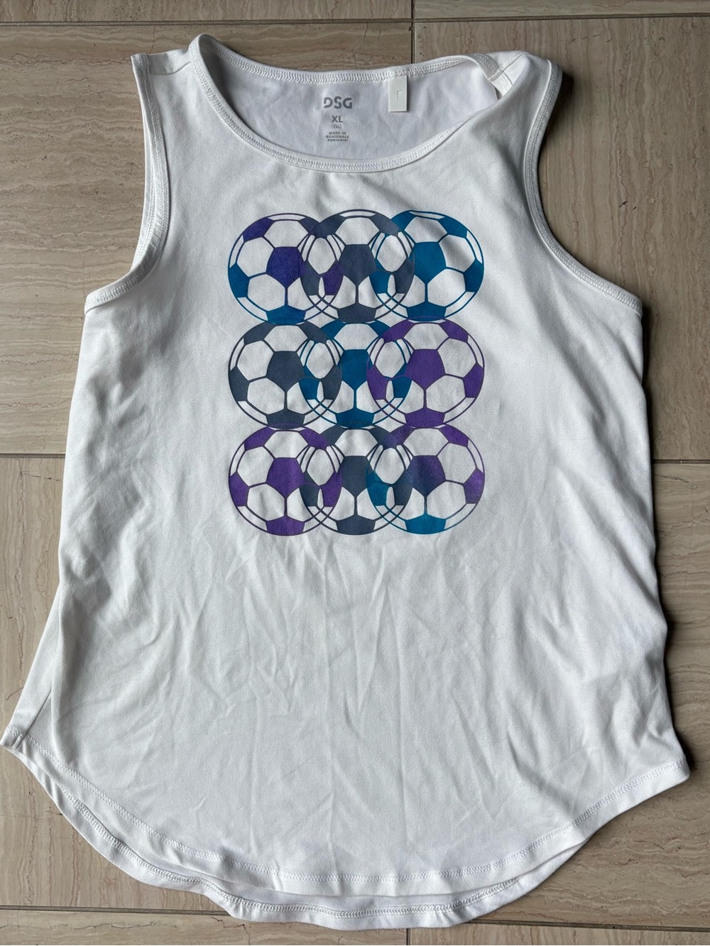 DSG Soccer Ball Graphic Athletic Tank Top - Girl’s Size XL 16